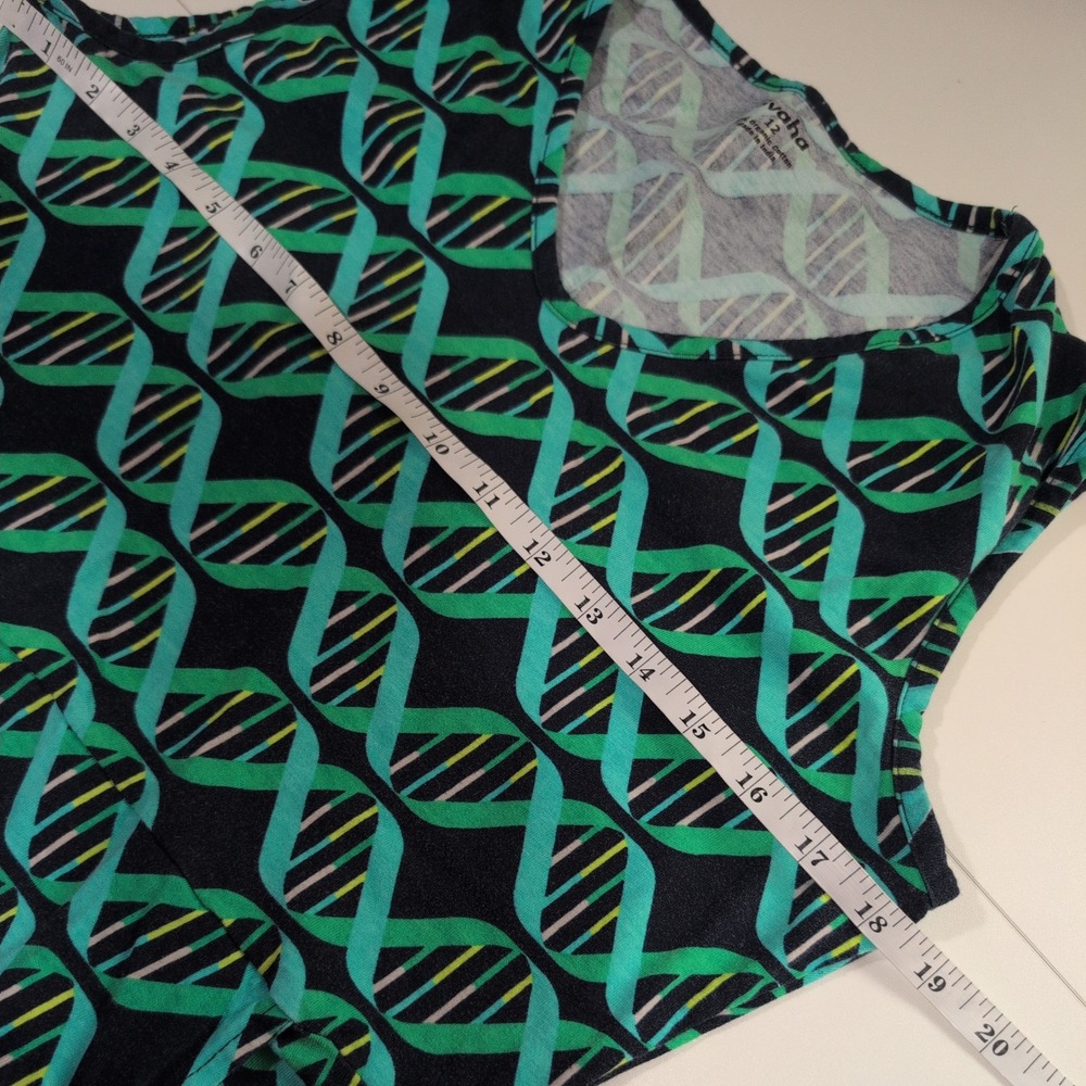 Svaha DNA Double Helix Science Dress Womens 12 Green Teal Organic Cotton Pockets - Picture 6 of 9